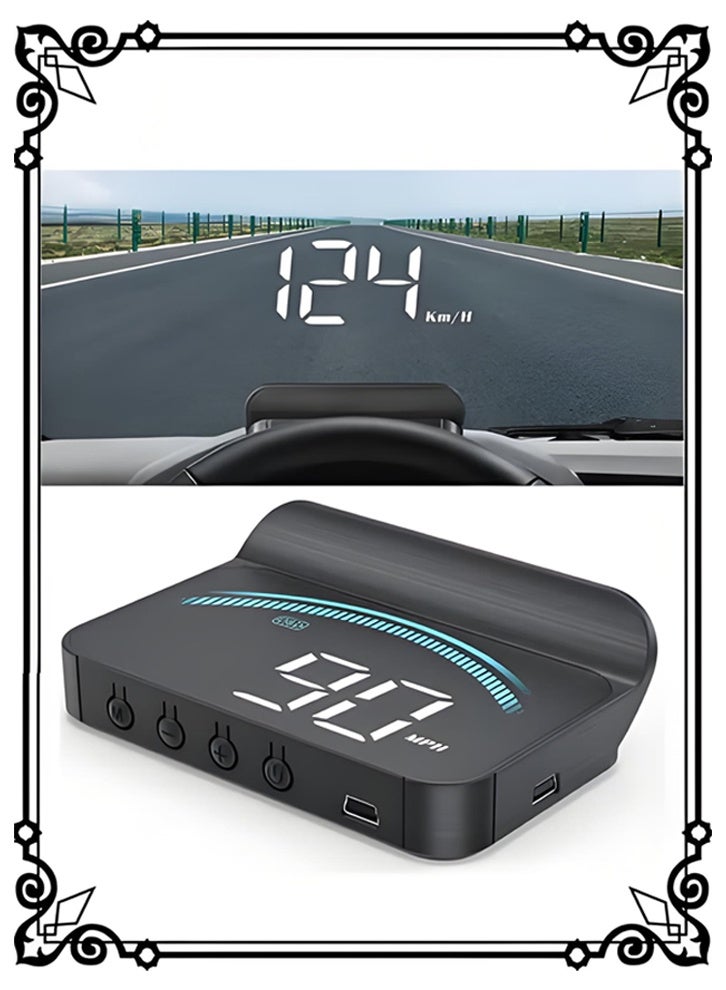 Car HUD Display, Windshield Projection Heads Up Display, OBD2 Smart Gauge High Definition Speedometer Car Diagnostic Tool, Digital Speedometer with Speed/RPM/Voltage/Temperature Alarm Displayer - Image 1